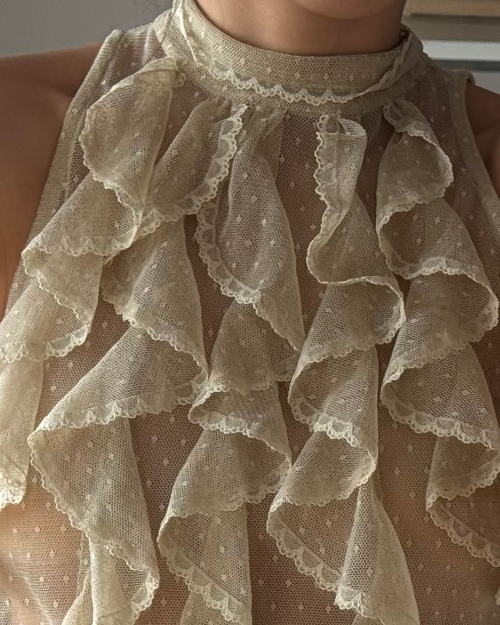 Tulle Blouse with Neckline Detail