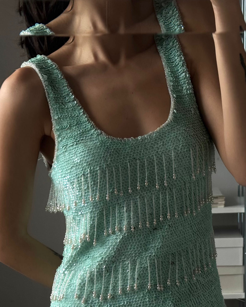 Turquoise Sequin Blouse