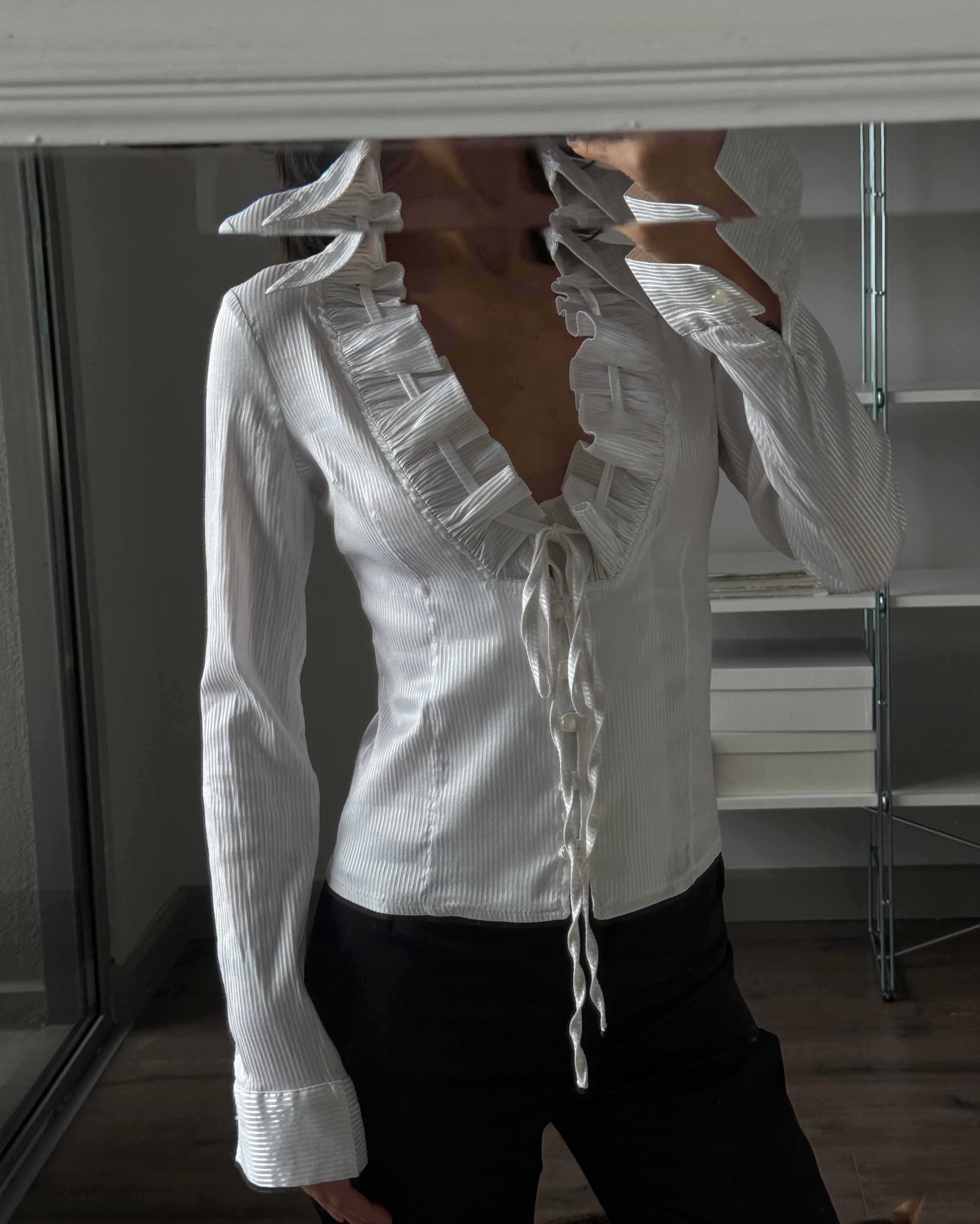 White Shirt with Collar Detail