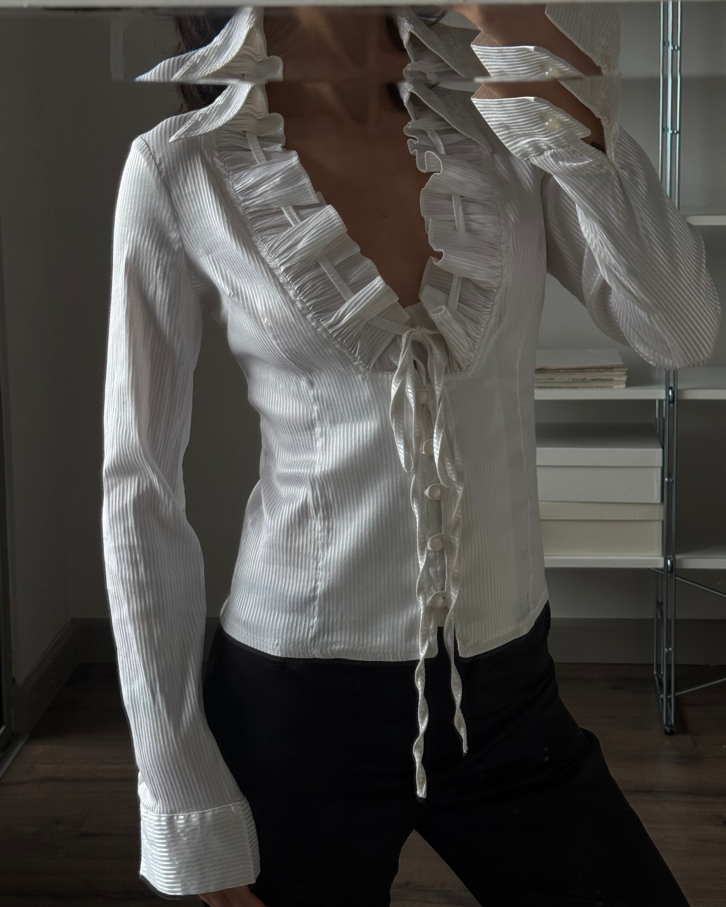 White Shirt with Collar Detail