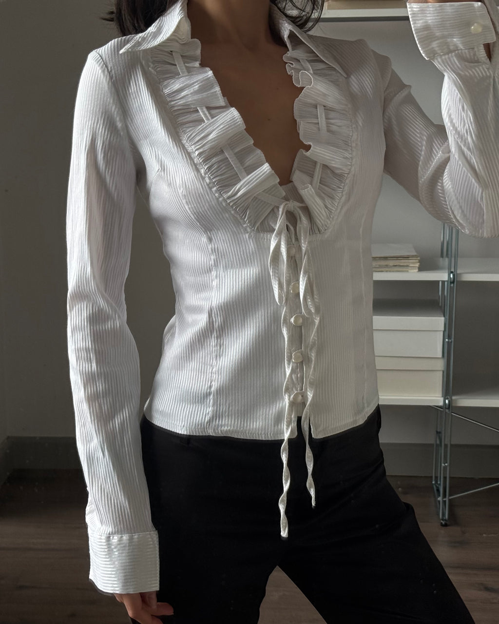 White Shirt with Collar Detail
