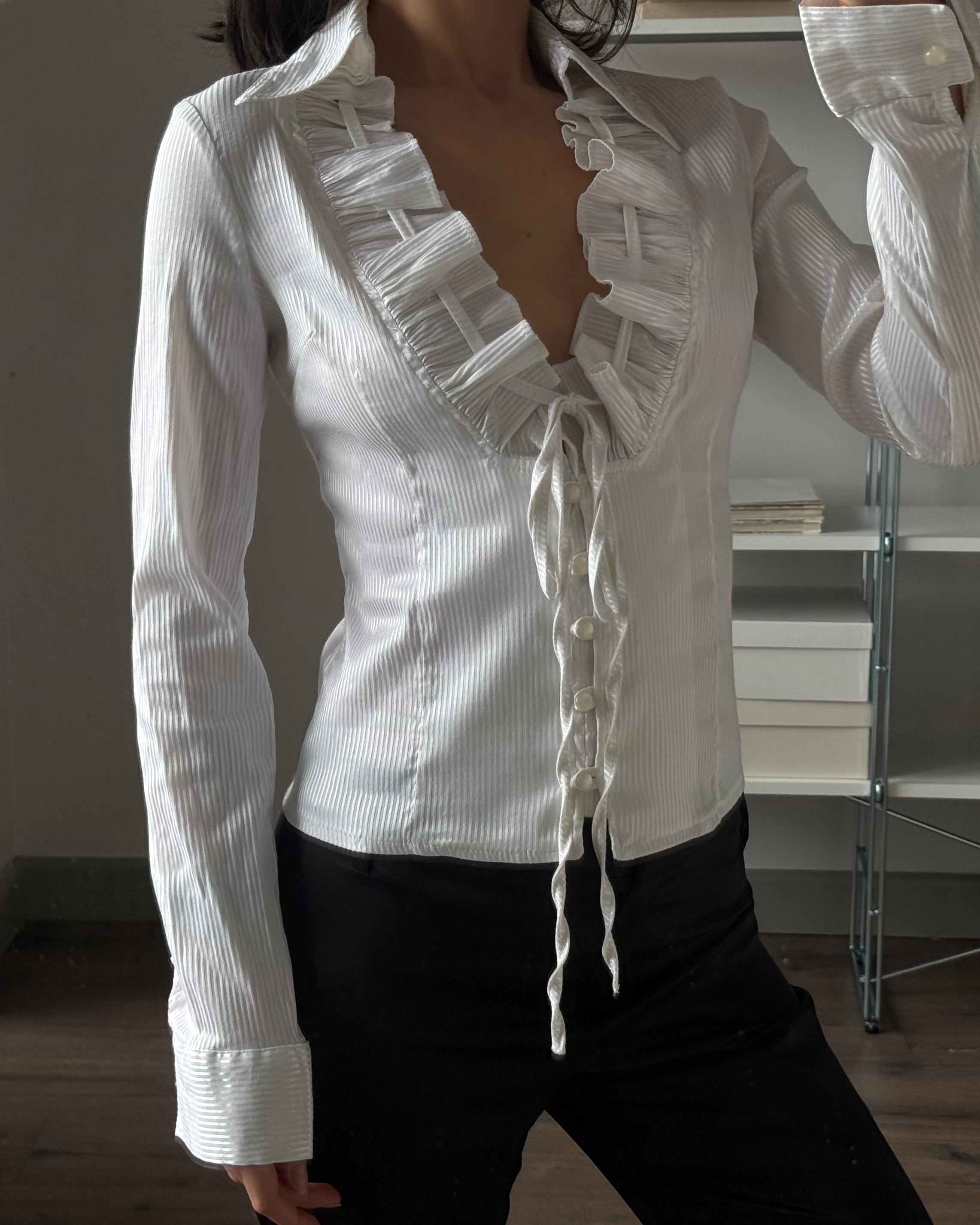 White Shirt with Collar Detail