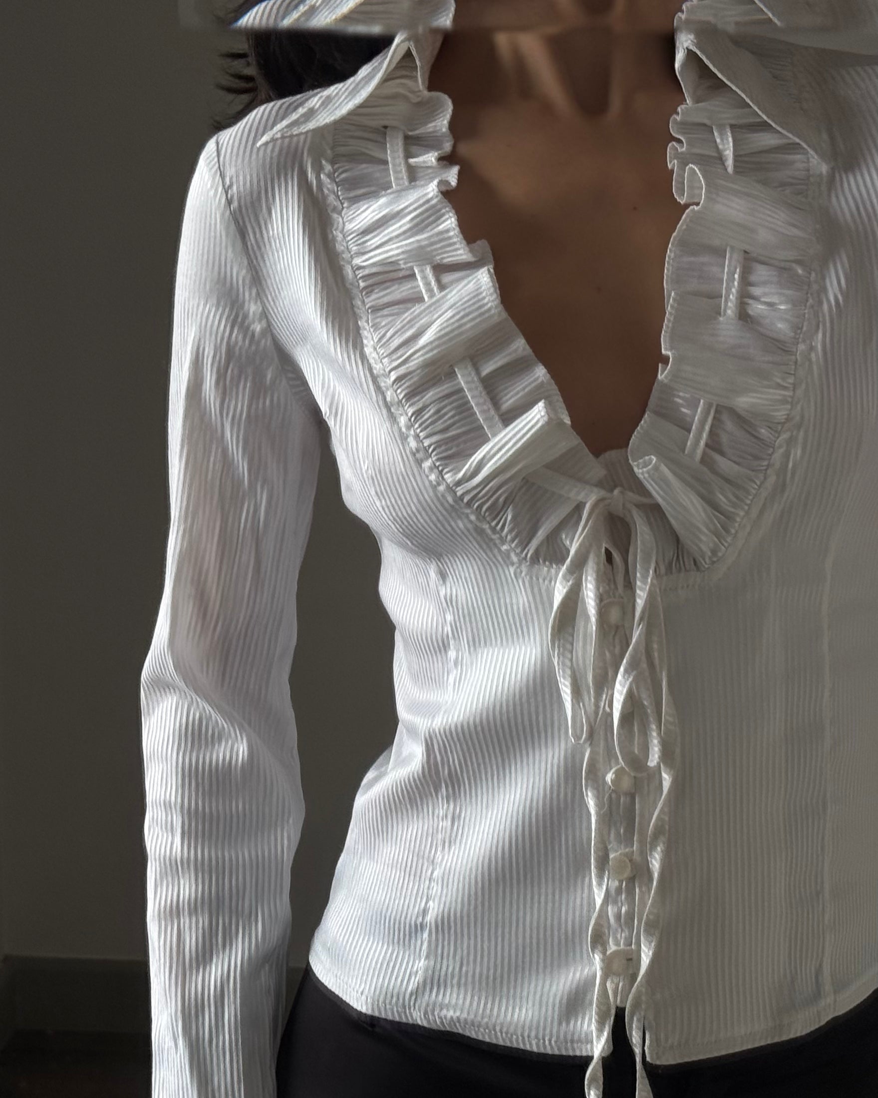 White Shirt with Collar Detail