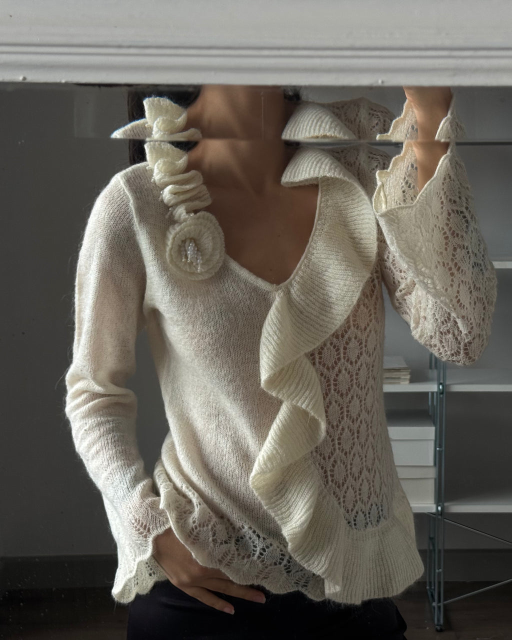 Sweater with Rose Detail