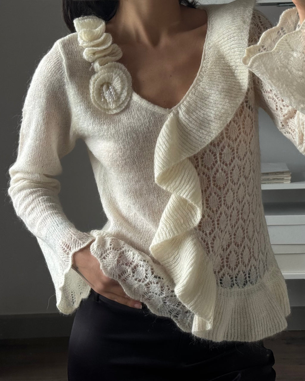 Sweater with Rose Detail