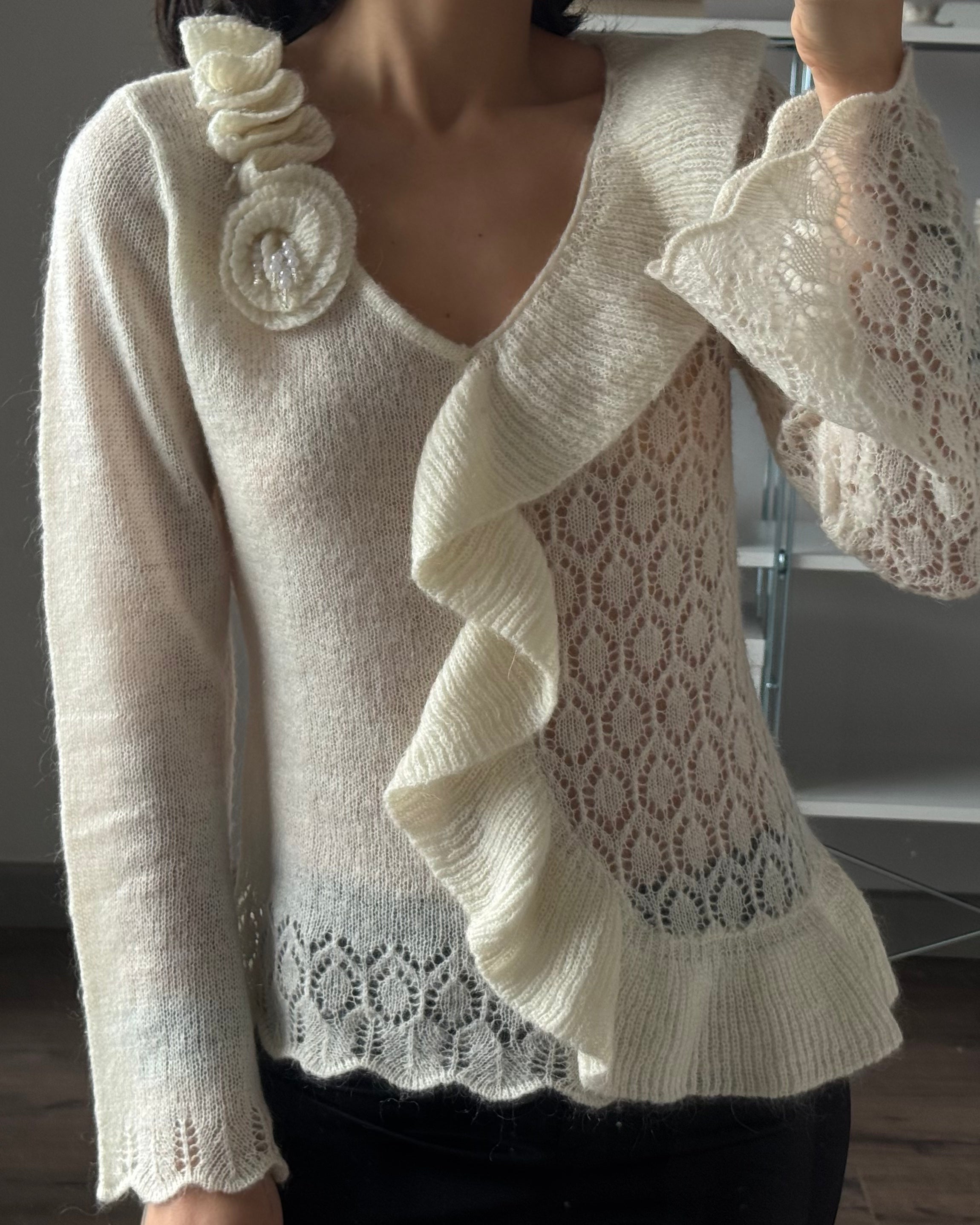 Sweater with Rose Detail