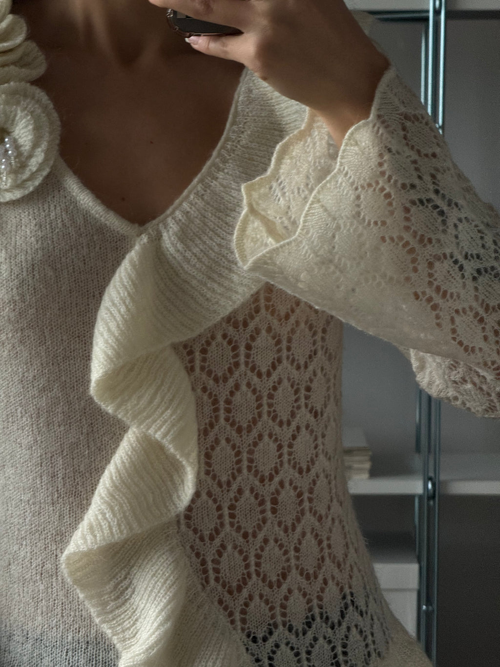 Sweater with Rose Detail