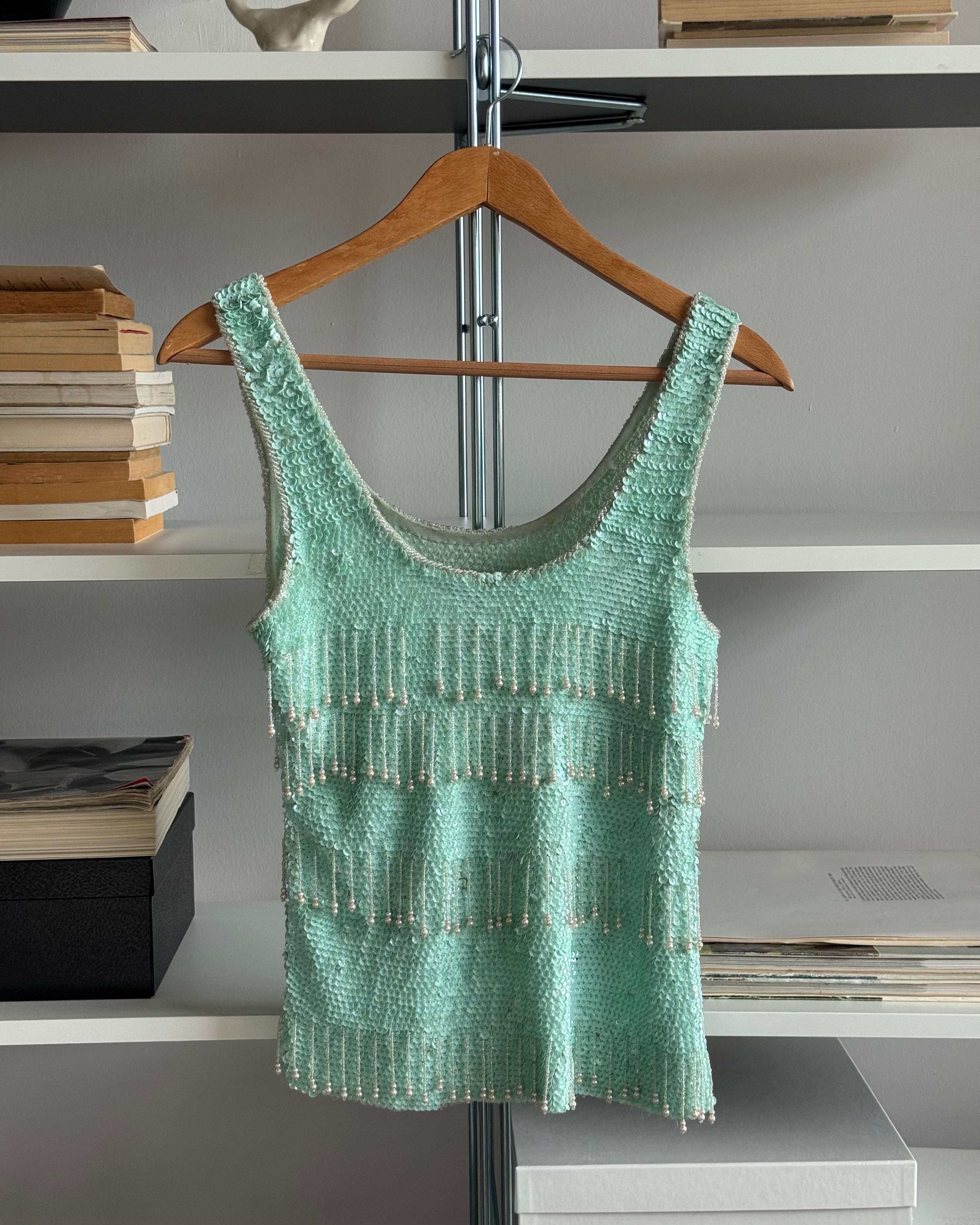 Turquoise Sequin Blouse