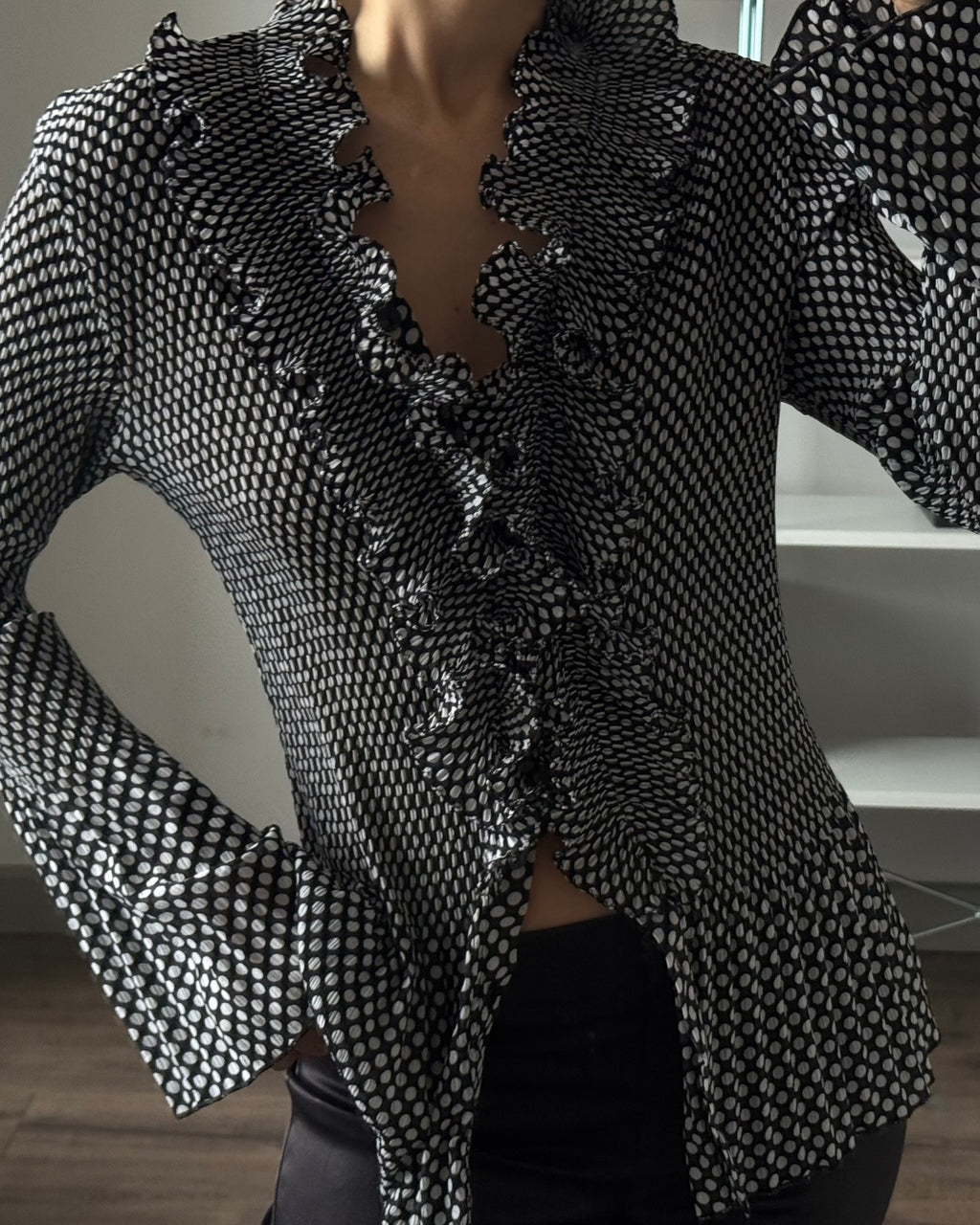 Polka Dot Chiffon Shirt