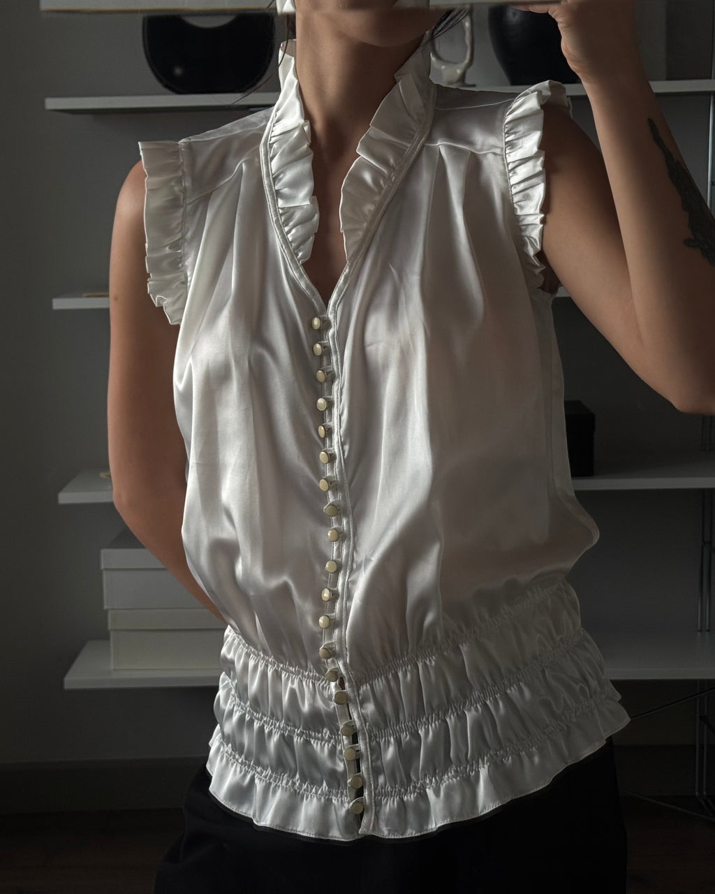 Satin Sleeveless Shirt