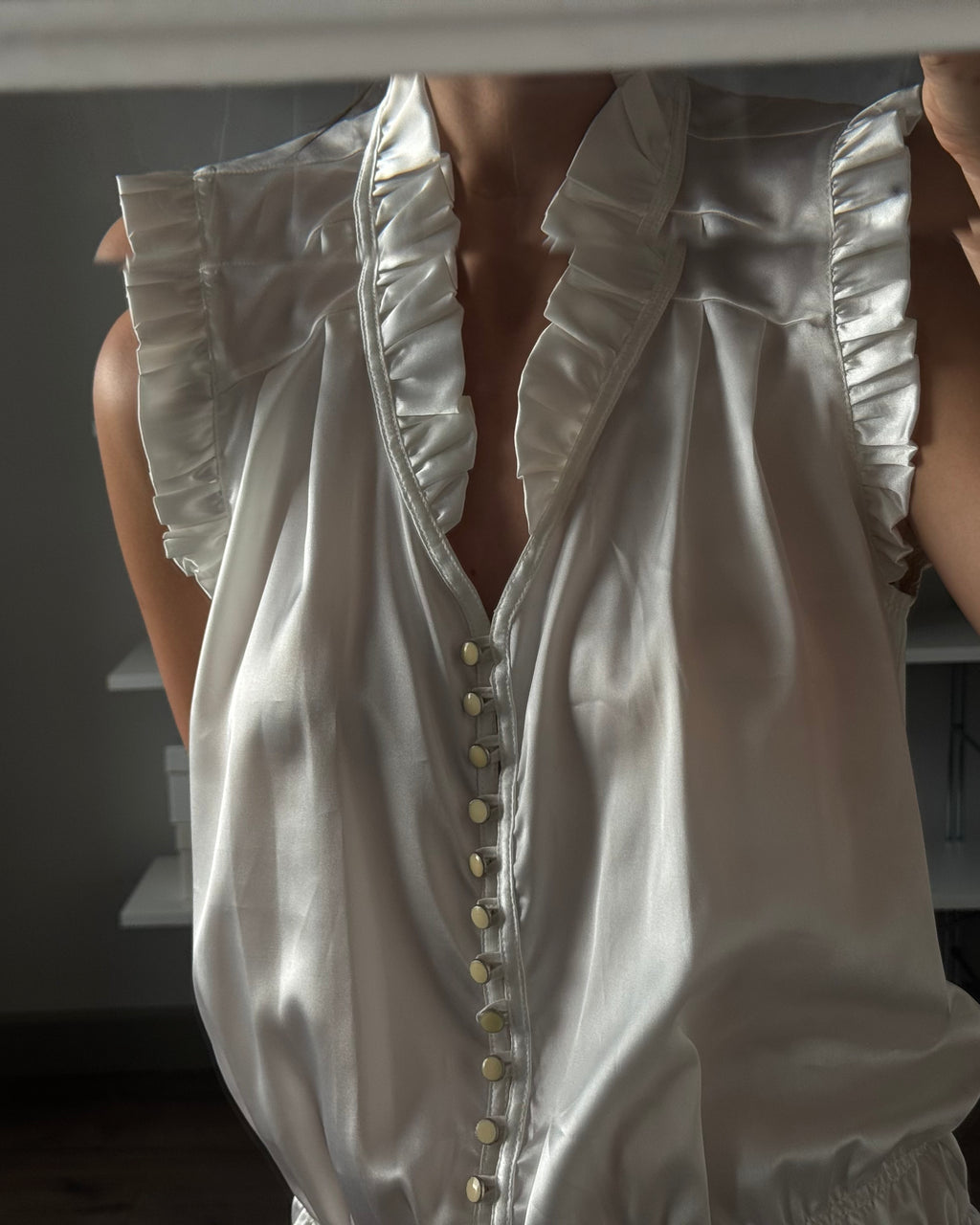 Satin Sleeveless Shirt
