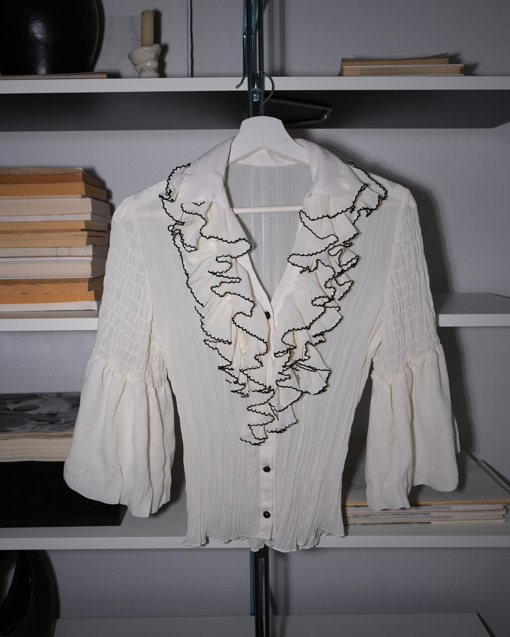 Cream Shirt with Collar Detail