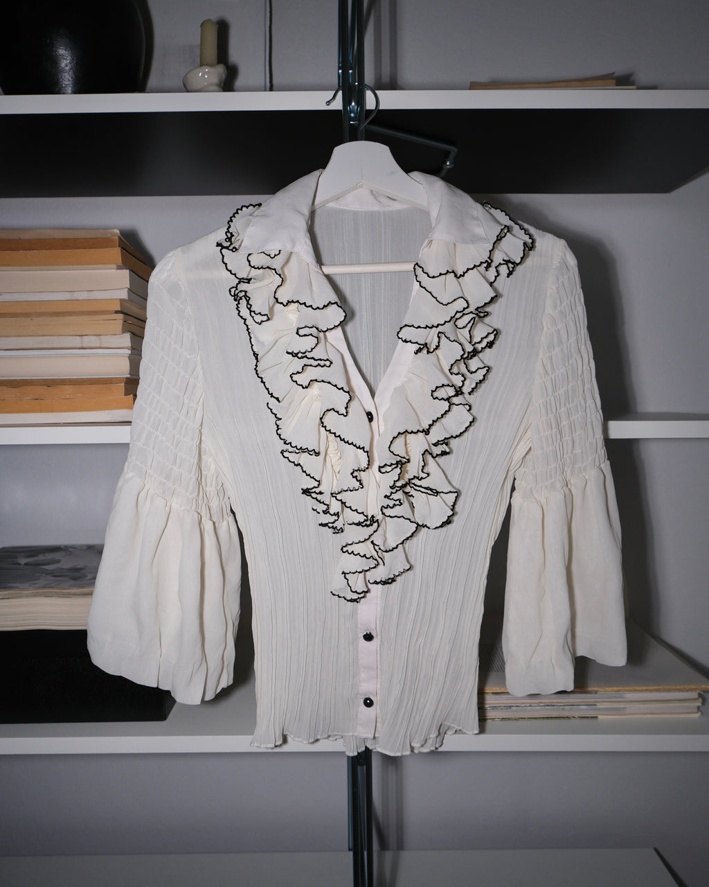 Cream Shirt with Collar Detail
