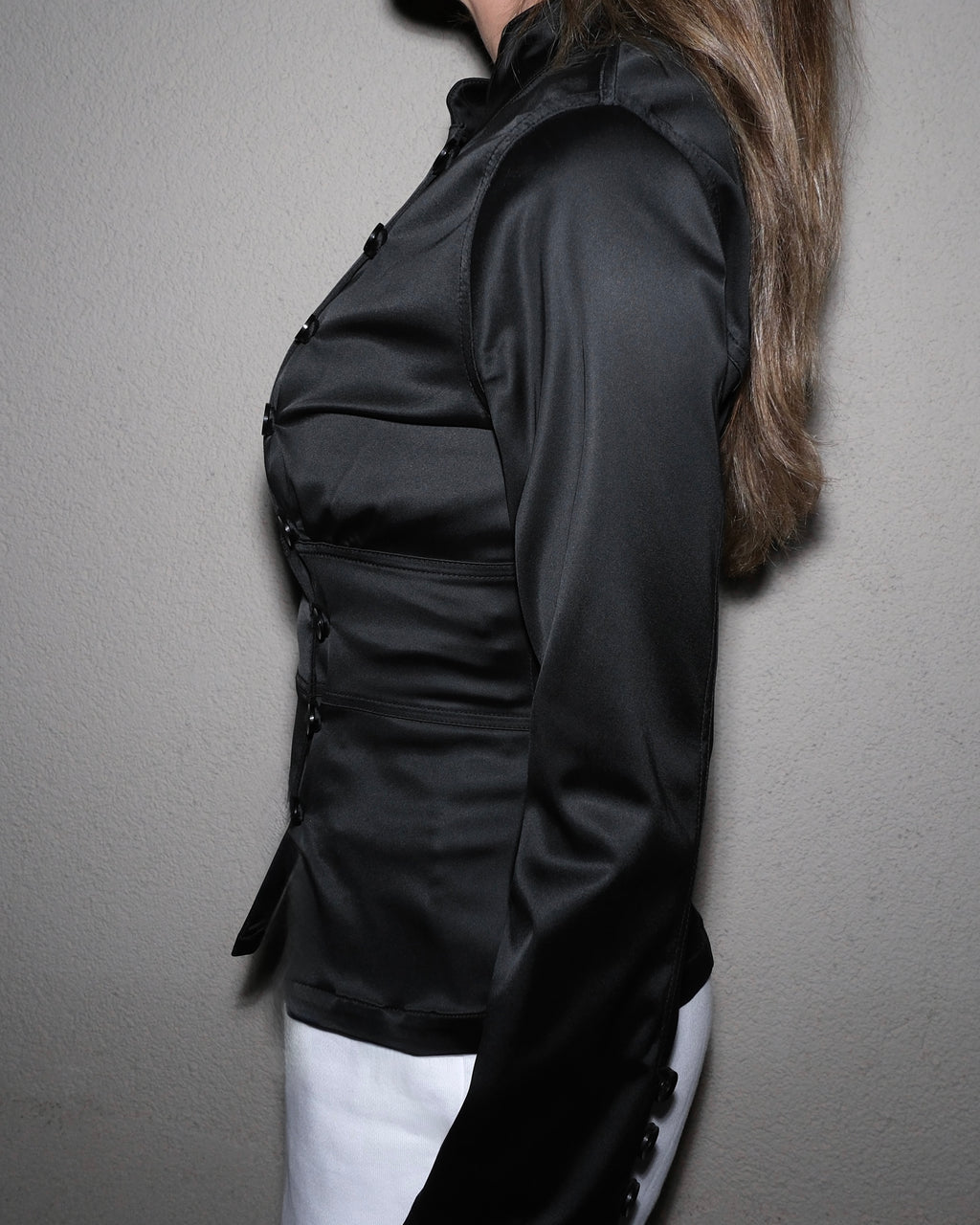 Satin Jacket with Button Details