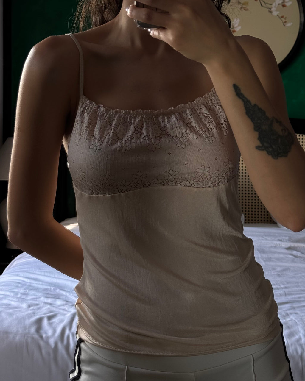 Blouse with Lace Detail on the Neckline