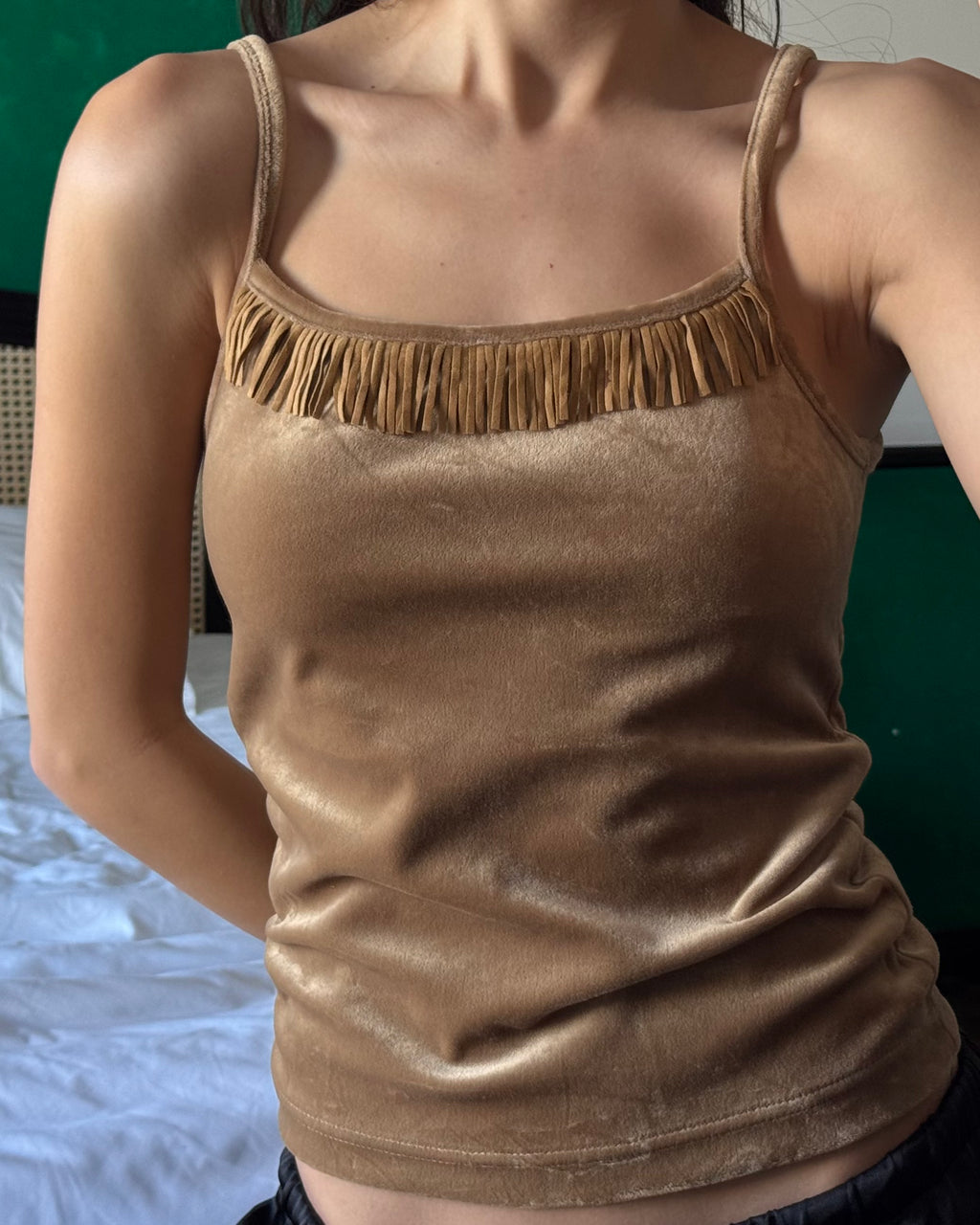 Tasseled Velvet Blouse