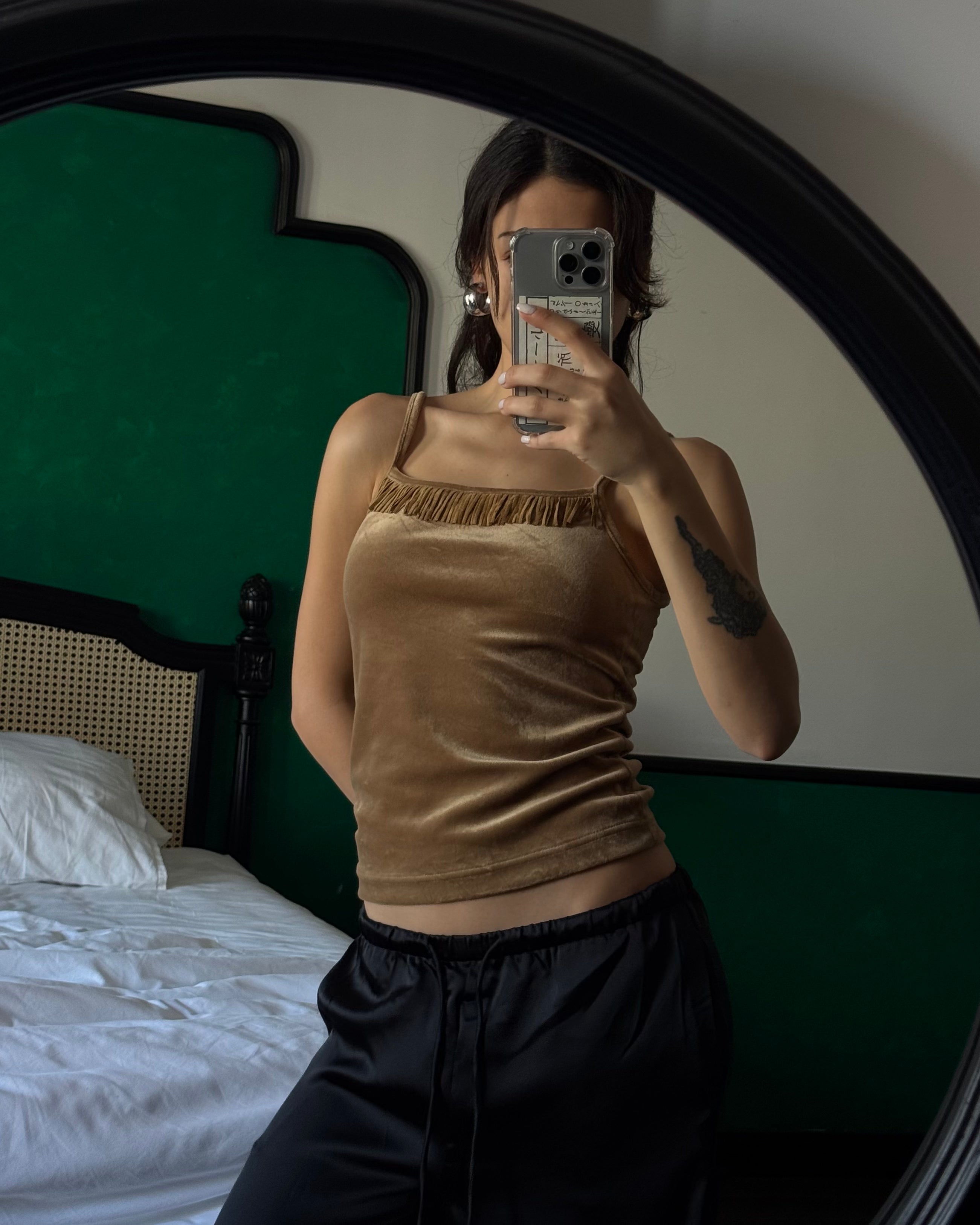 Tasseled Velvet Blouse