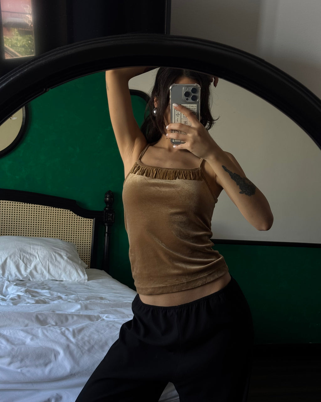 Tasseled Velvet Blouse