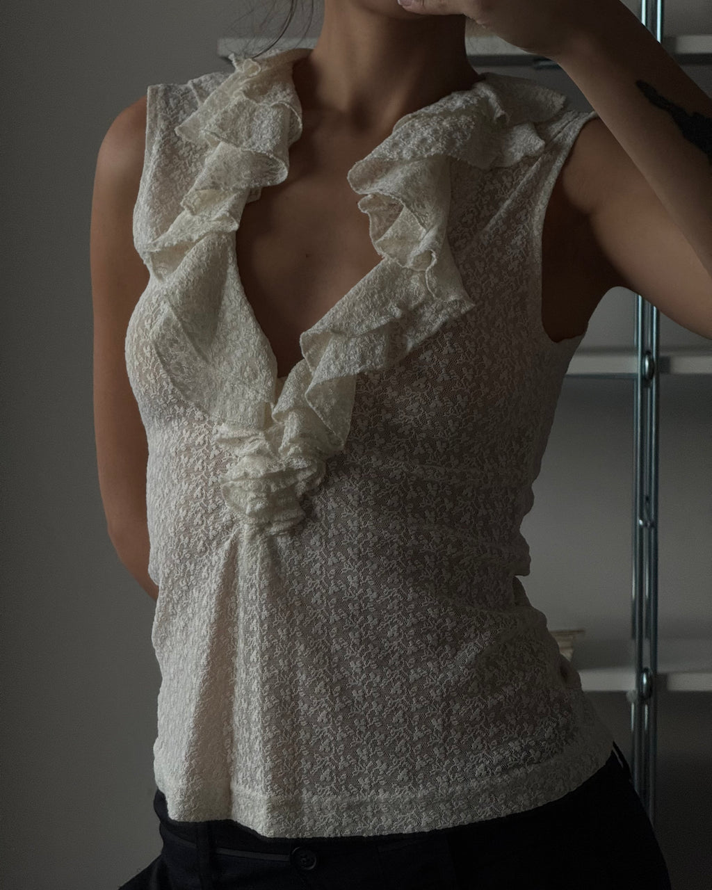 Lace Blouse with Collar Detail