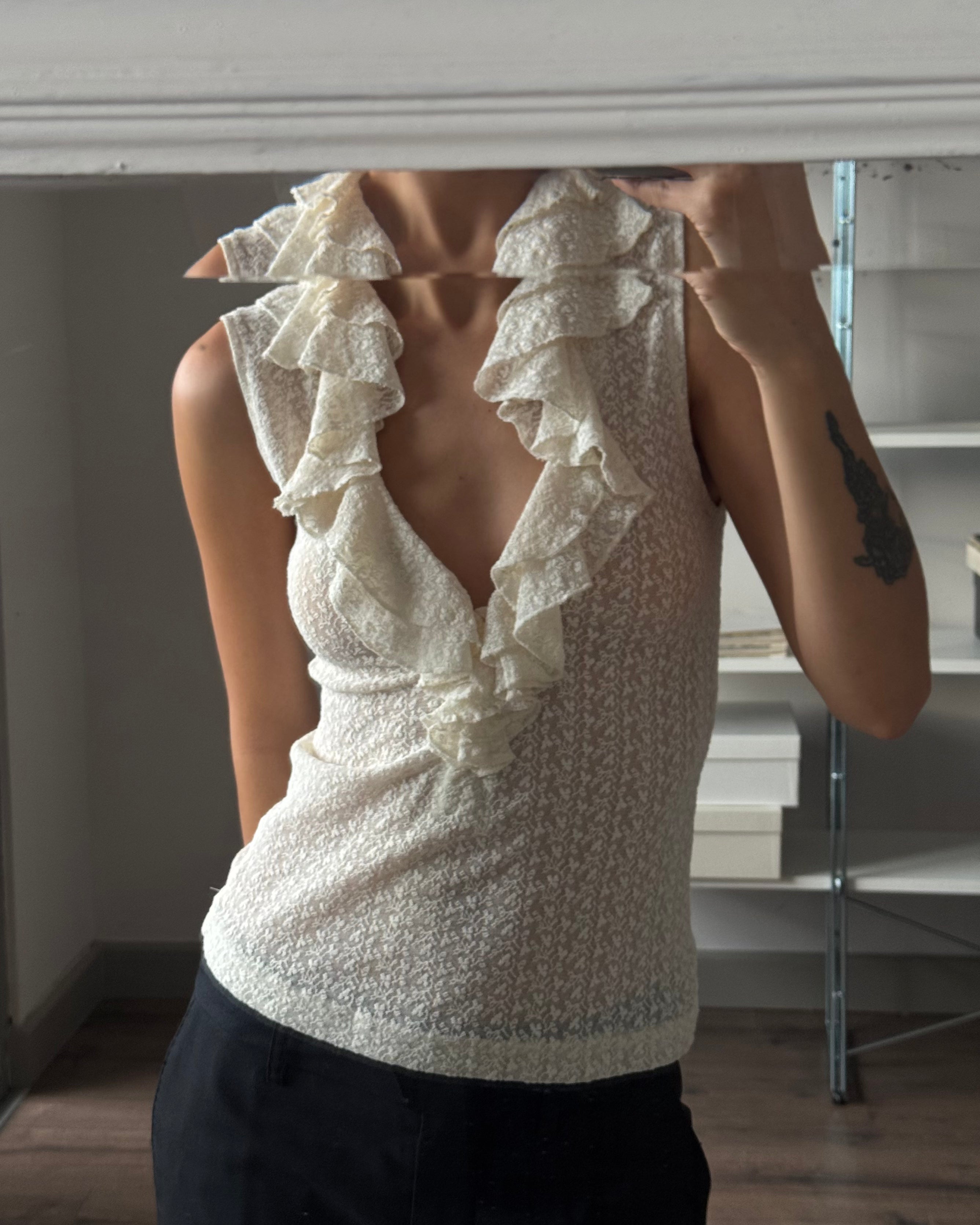 Lace Blouse with Collar Detail