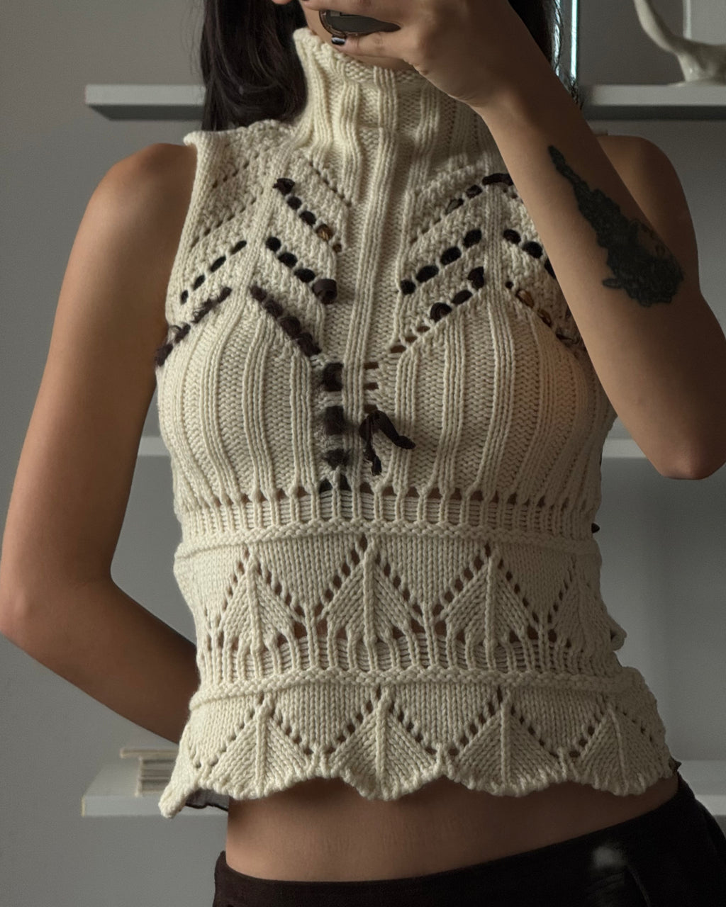 Turtleneck Short-Sleeve Sweater