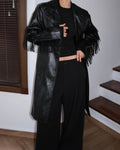 Tasseled Leather Look Jacket