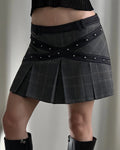 Plaid Stud Detail Mini Skirt
