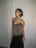 Leopard Strap Blouse with Lace Detail