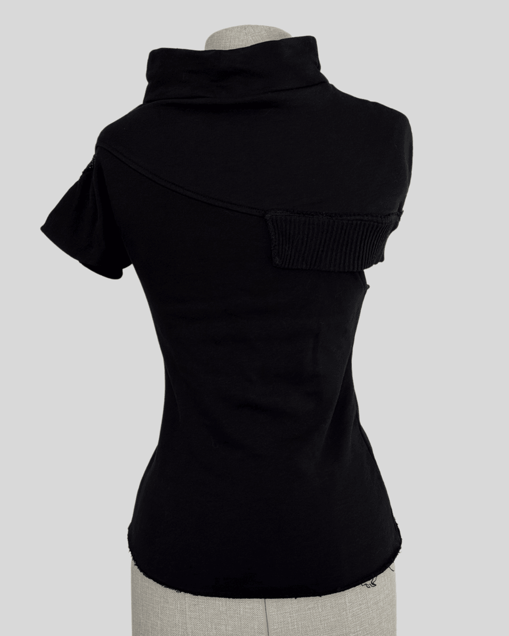 Asymmetrical Sleeve Black Blouse