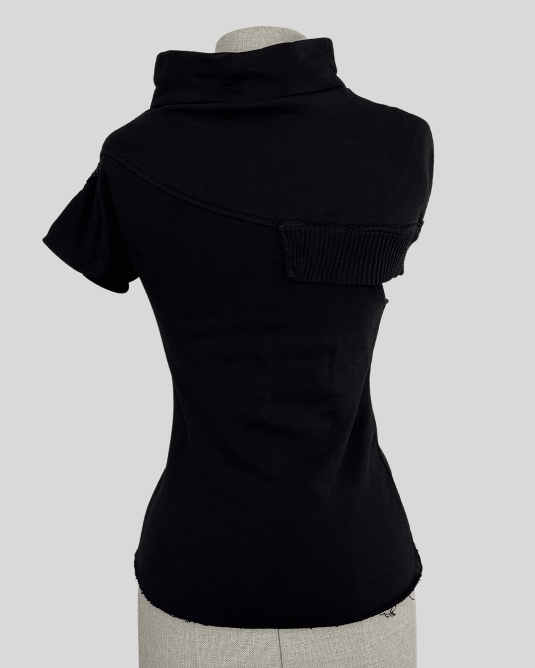 Asymmetrical Sleeve Black Blouse