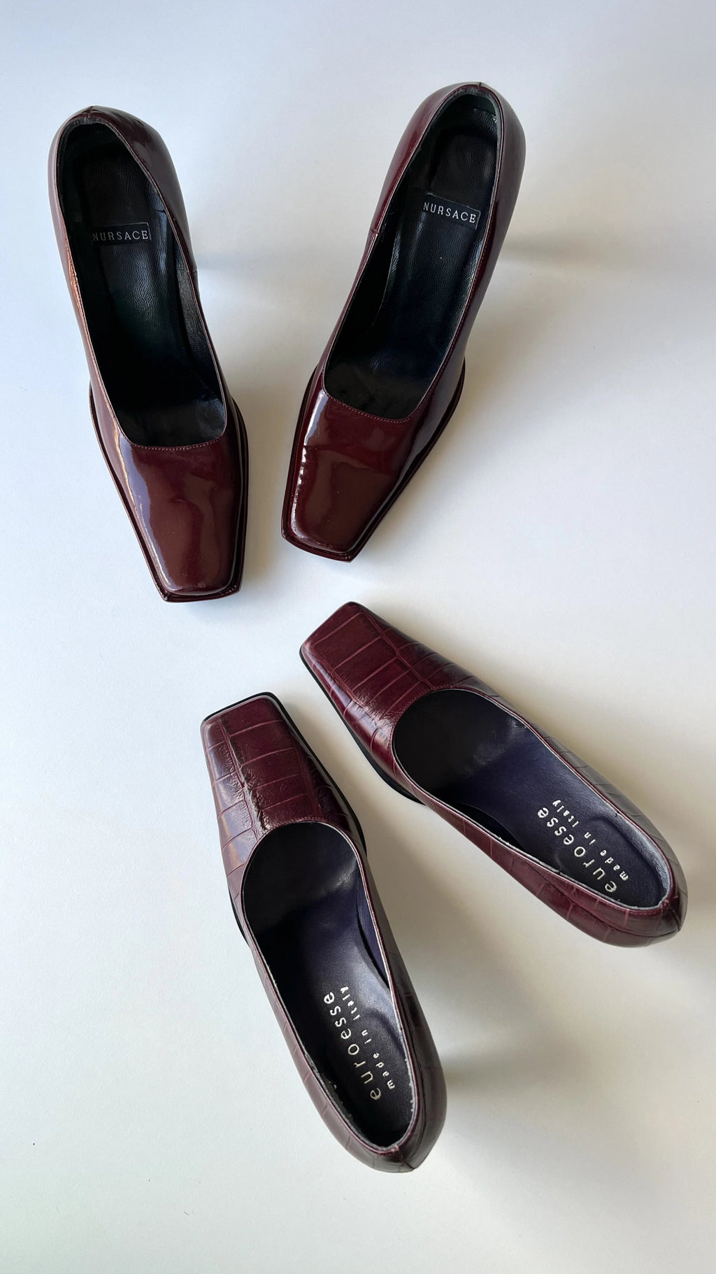 Croc Patterned Burgundy High Heels