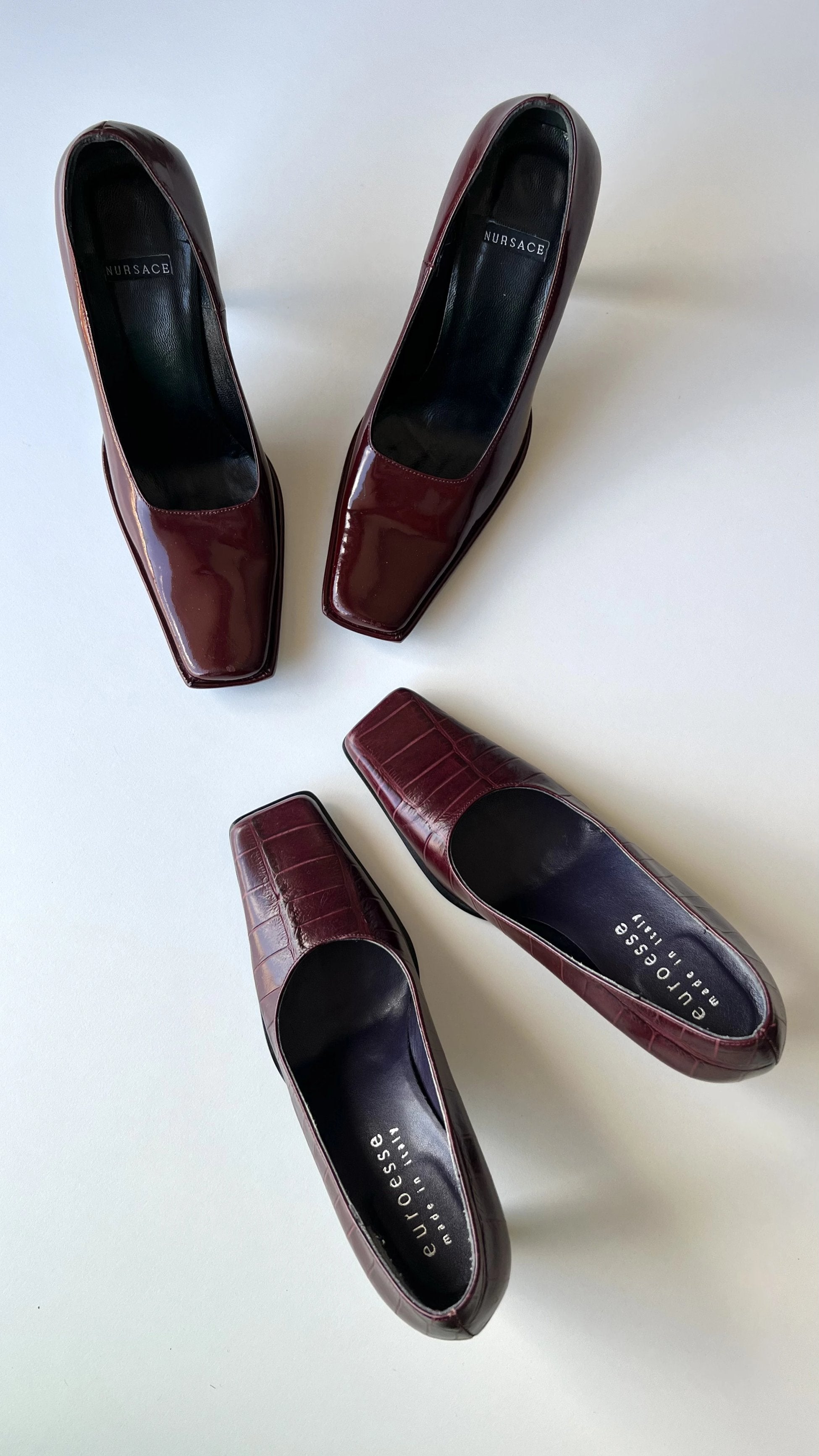 Croc Patterned Burgundy High Heels
