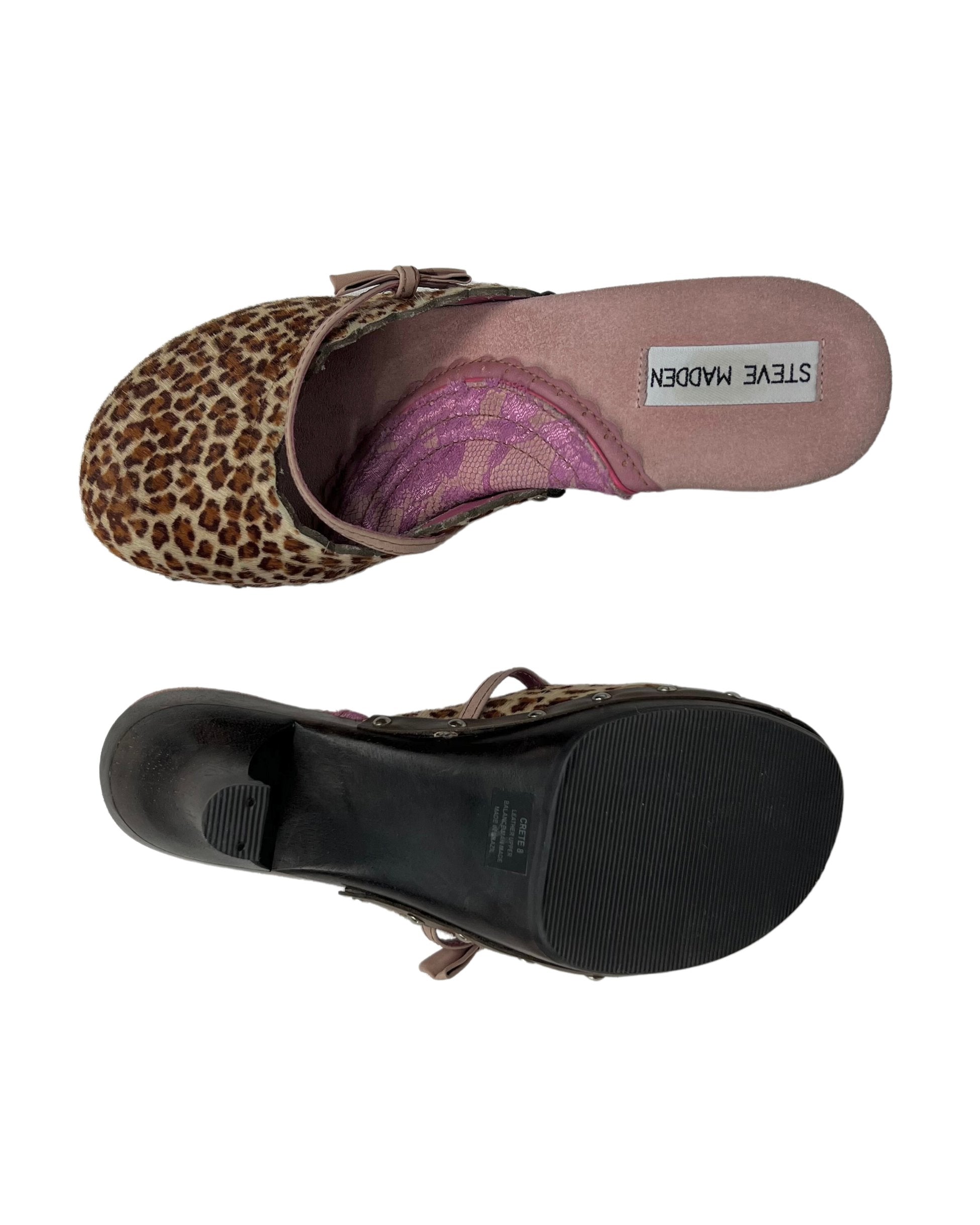 Steve Madden Leopard Print Heeled Slippers