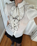 Ecru Shirt with Ruffle Detail