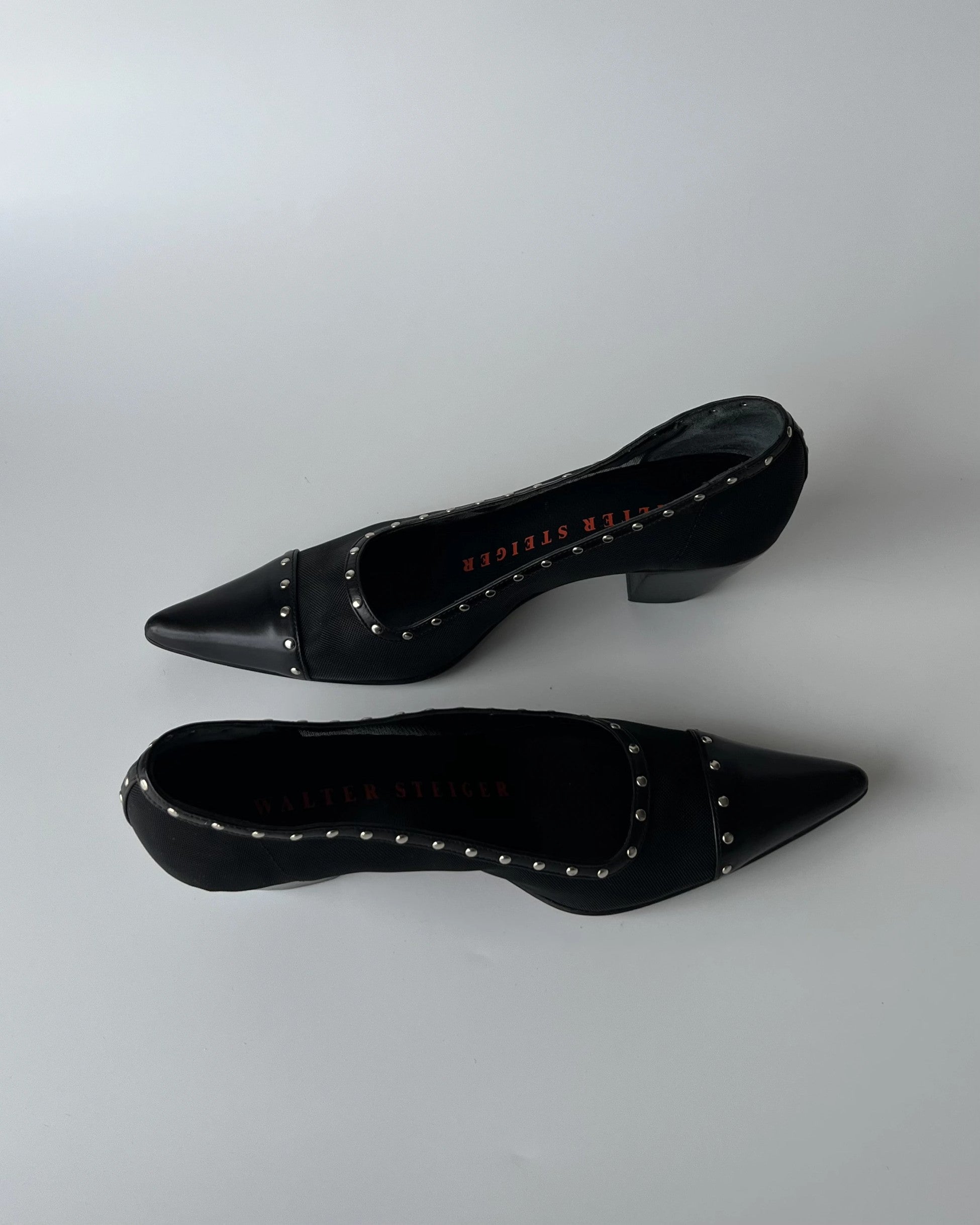 Black High Heel Shoes with Stud Detail