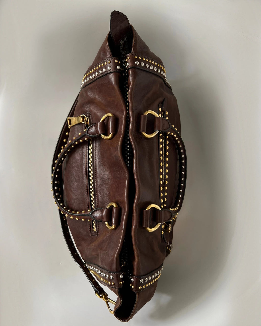 Prada Staple Detailed Brown Craquelle Bag