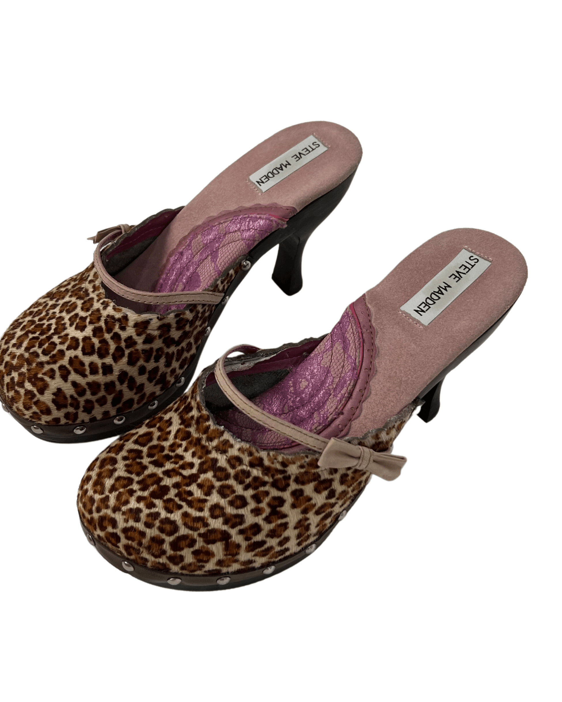 Steve Madden Leopard Print Heeled Slippers