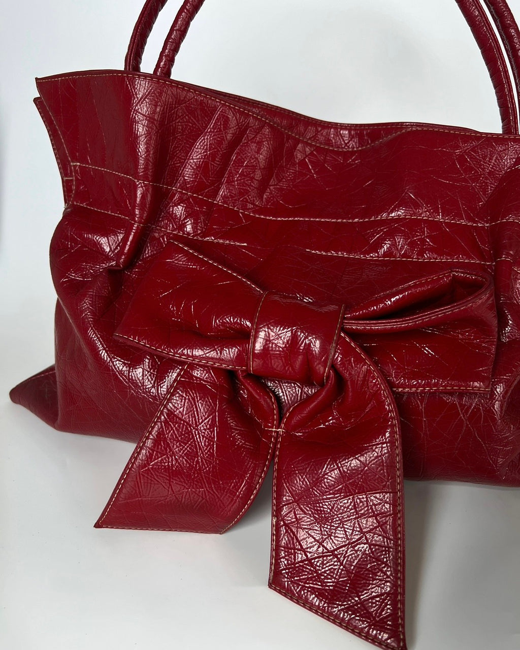 Red Vintage Bag with Ribbon Detail