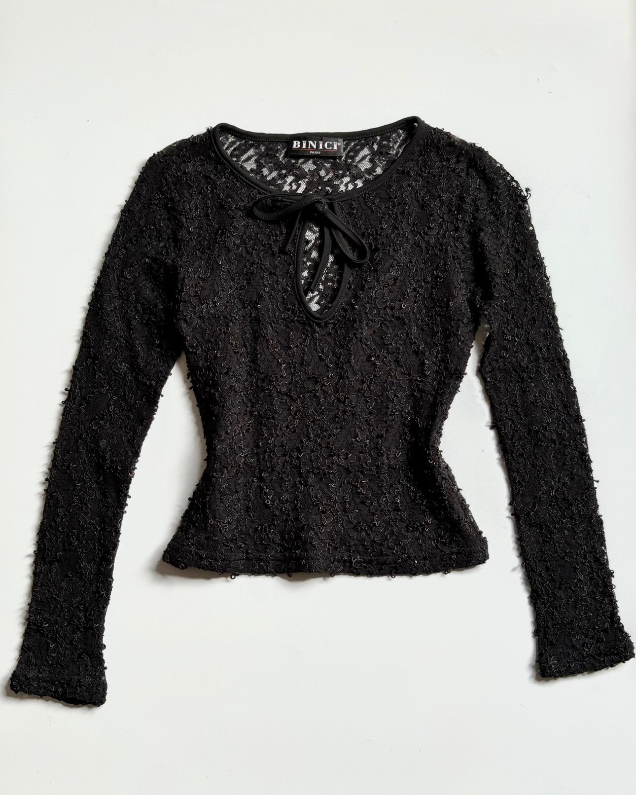 Black Blouse with Lace Detail