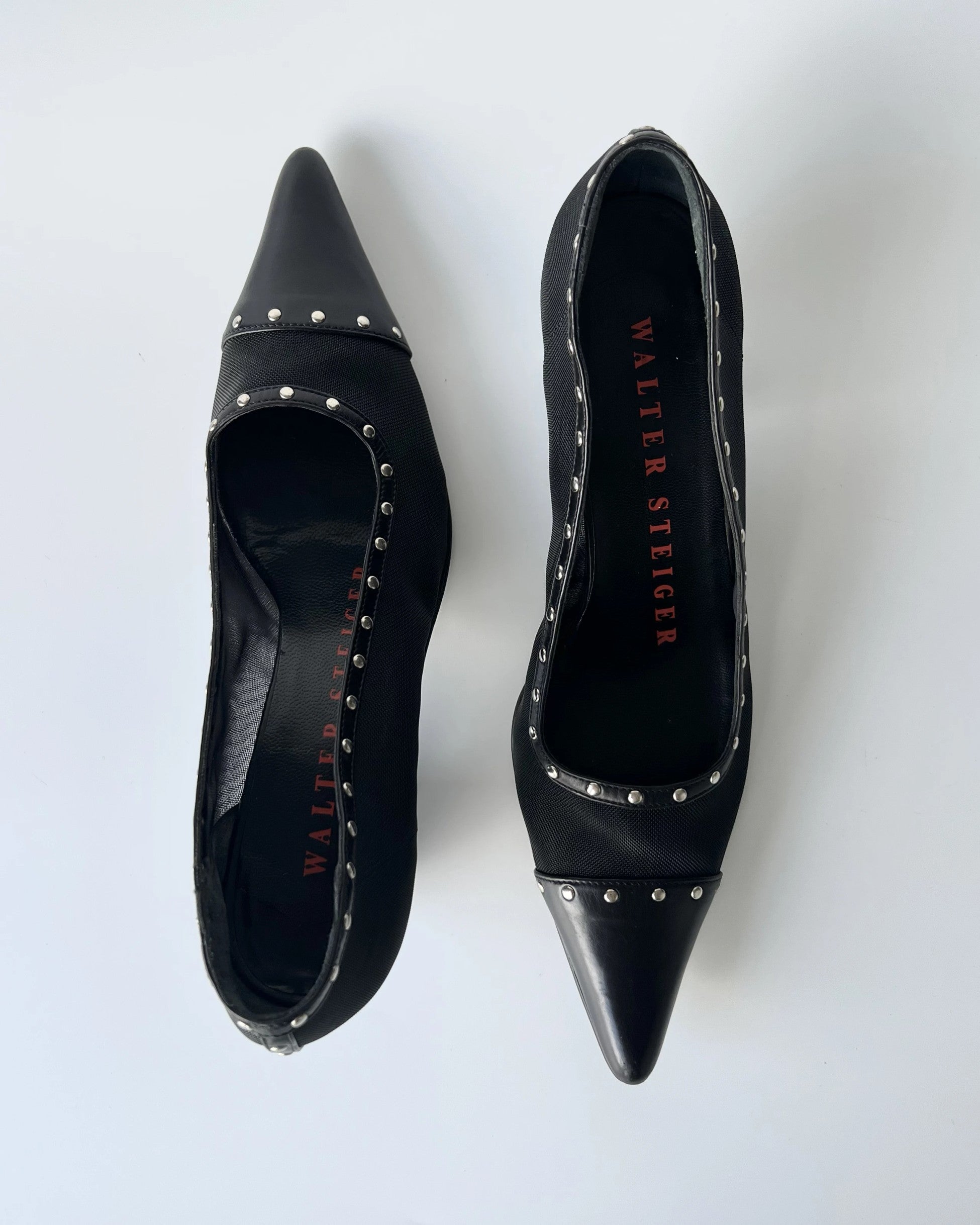 Black High Heel Shoes with Stud Detail