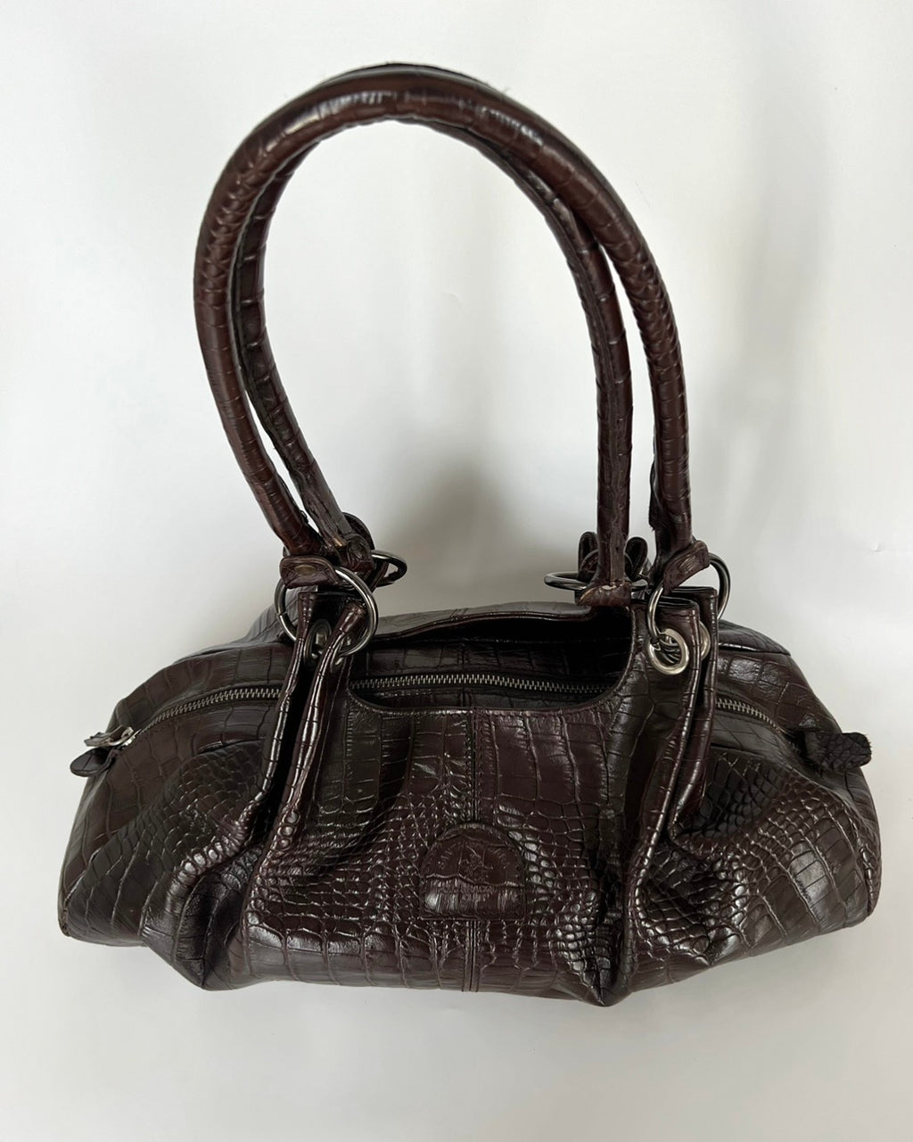 Brown Croc Patterned Bag
