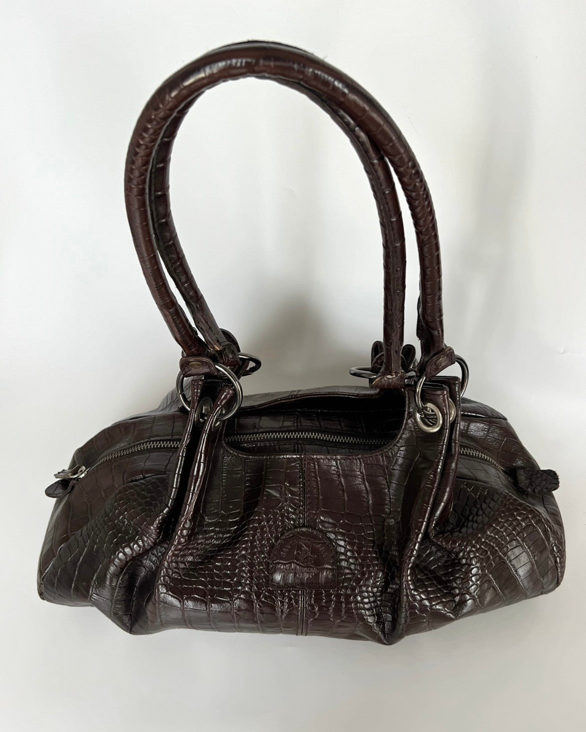 Brown Croc Patterned Bag