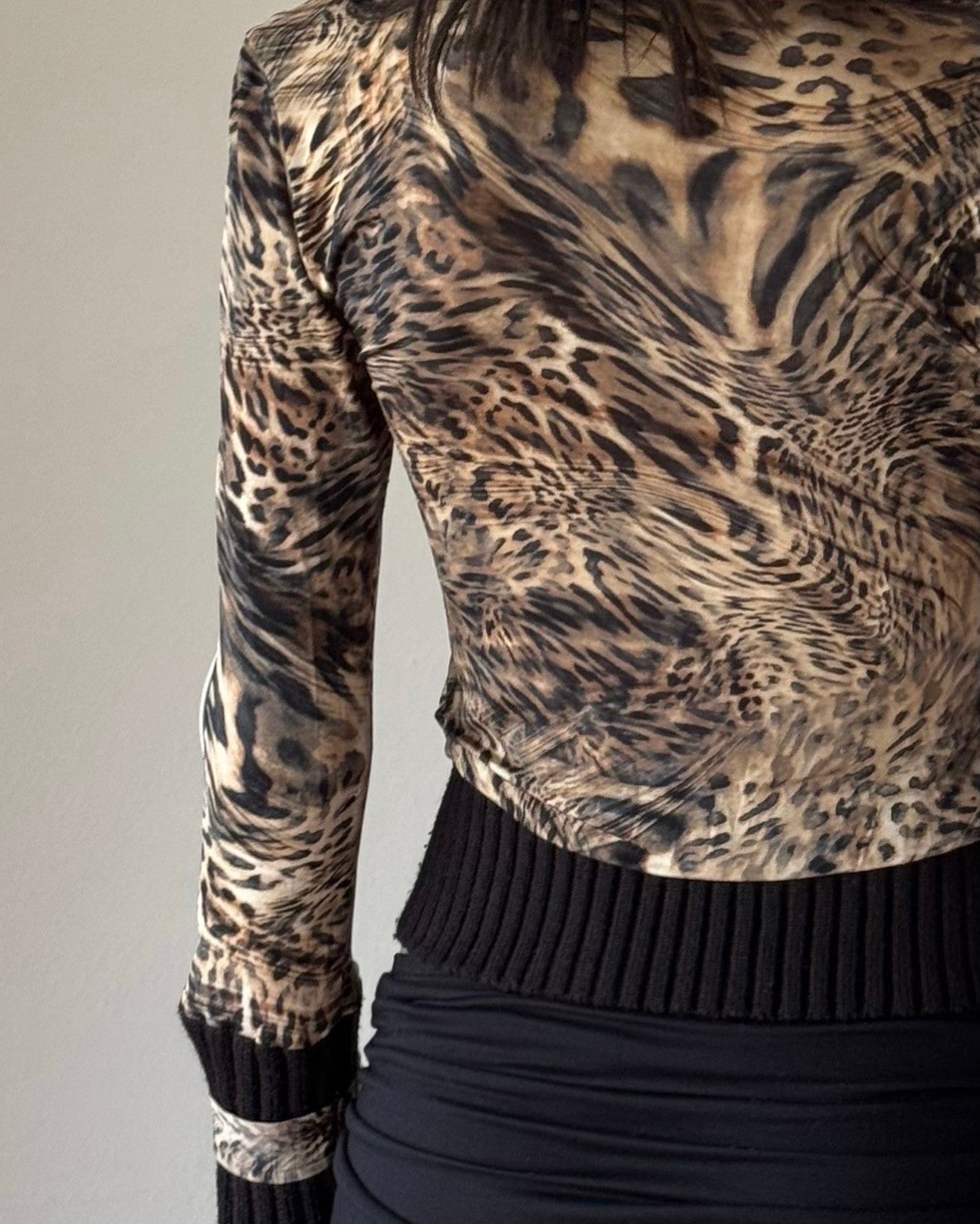 Leopard Patterned Turtleneck Blouse