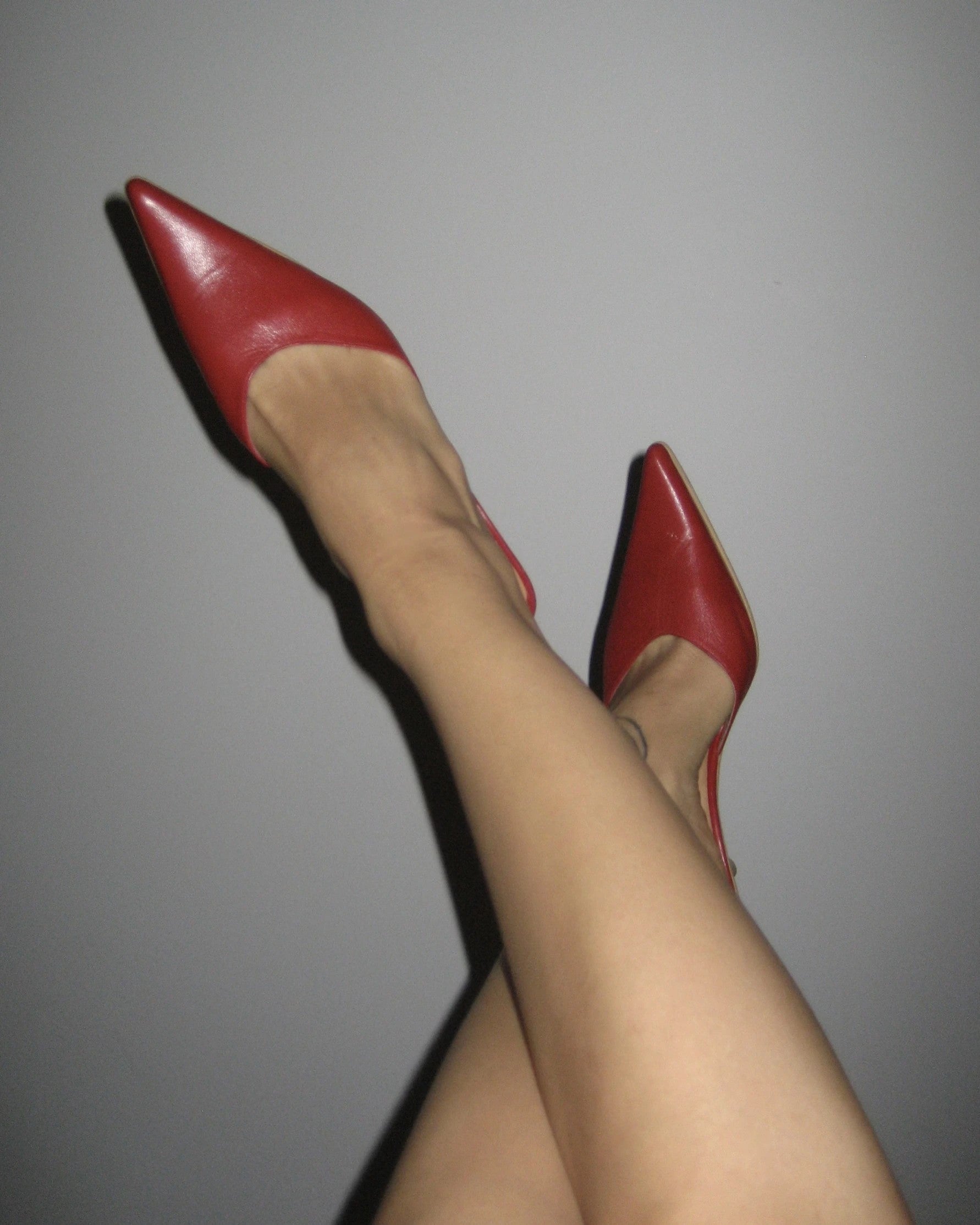 Red Pointed Toe Heeled Slippers