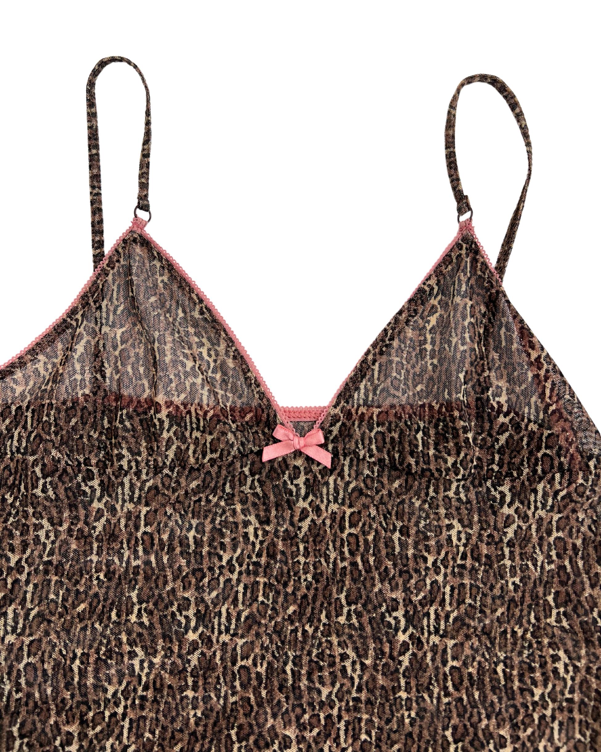 Leopard Patterned Vintage Transparent Blouse