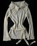 Asymmetrical Collar Cream Sweater