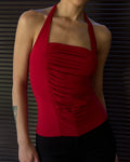 Gathered Red Blouse