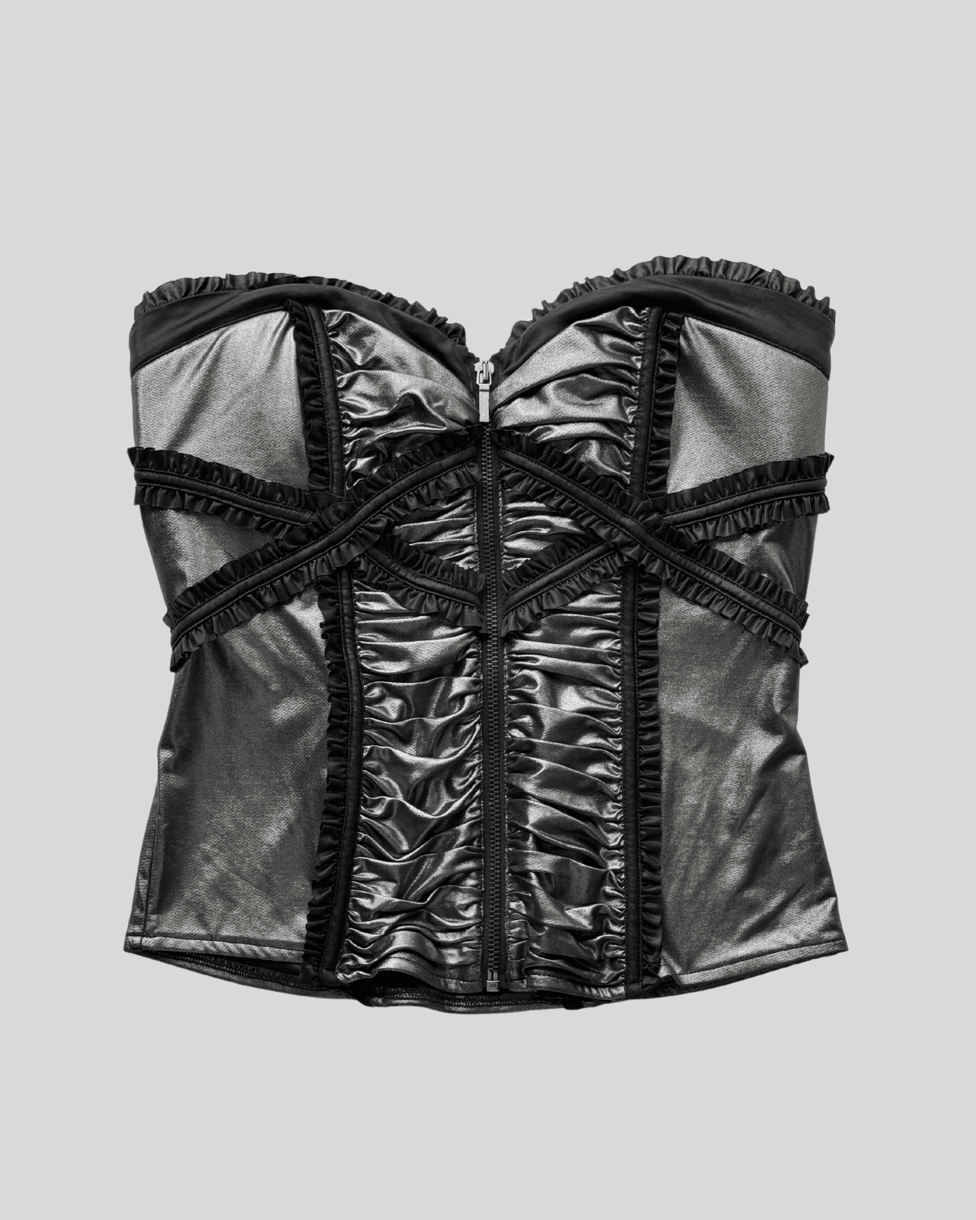 Bebe Shiny Gray Bustier