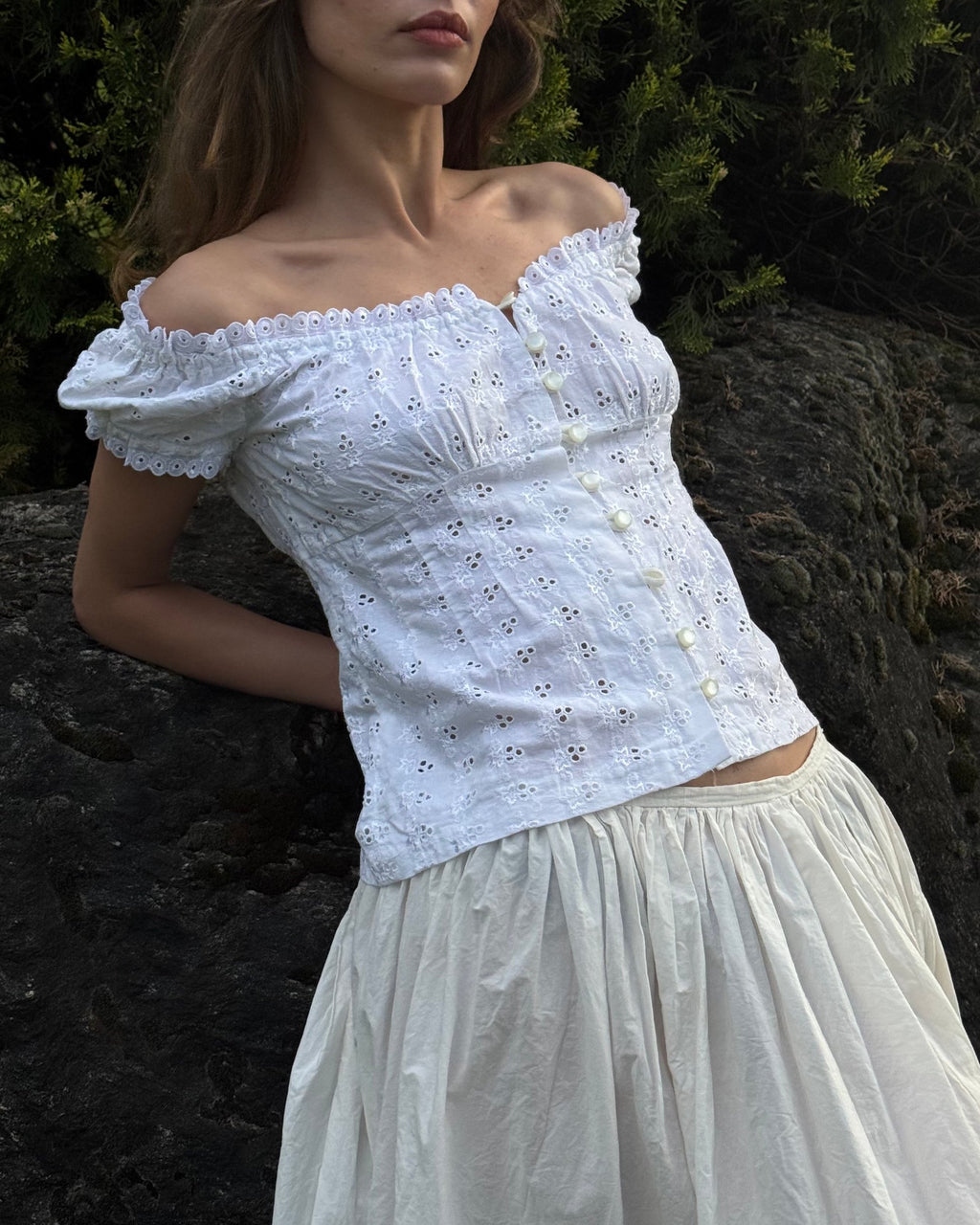 Scallop Button Blouse