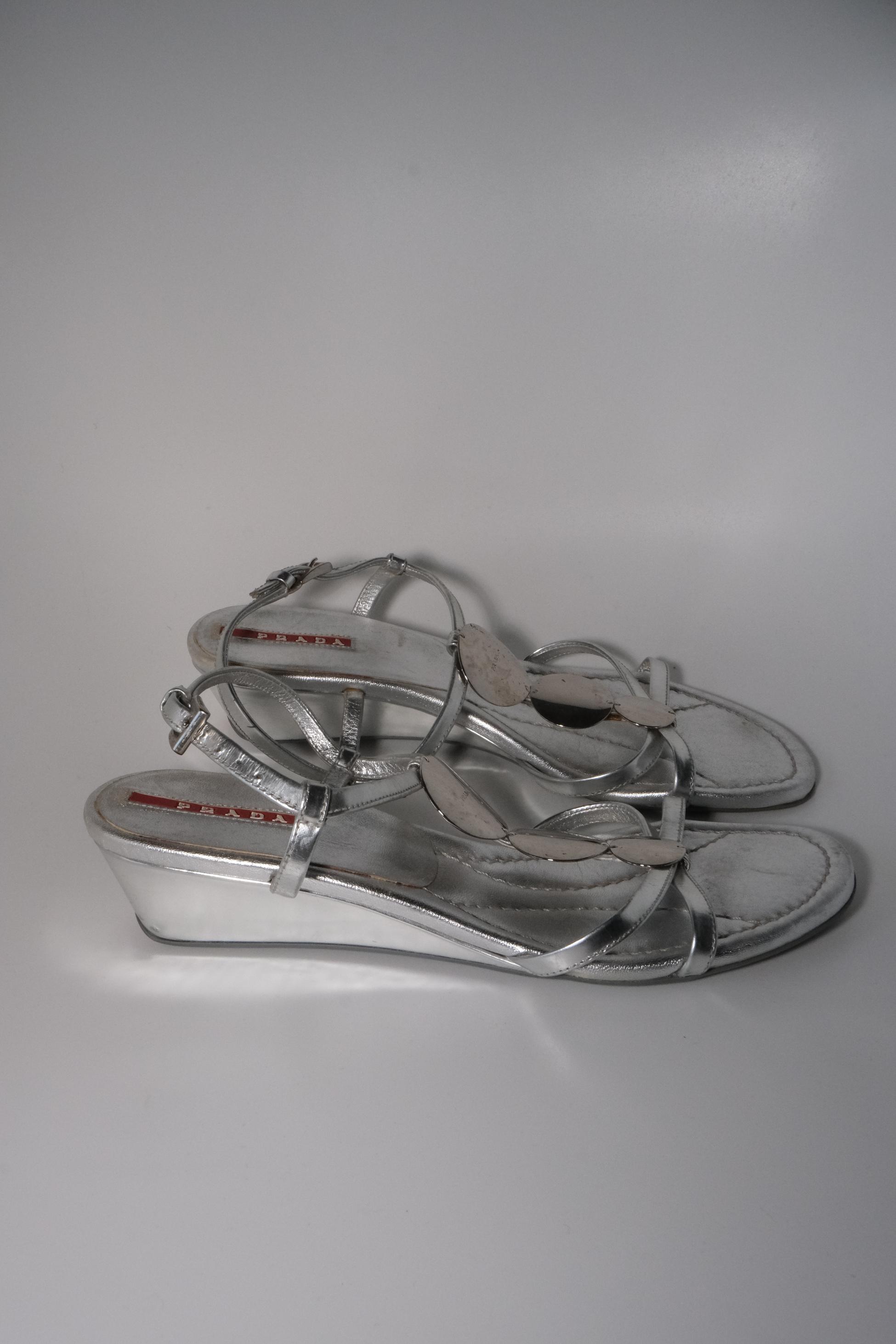 Prada Gümüş Sandalet